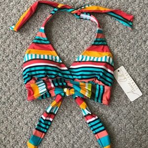 Anne Cole Striped Halter Swim Top XS, NWT